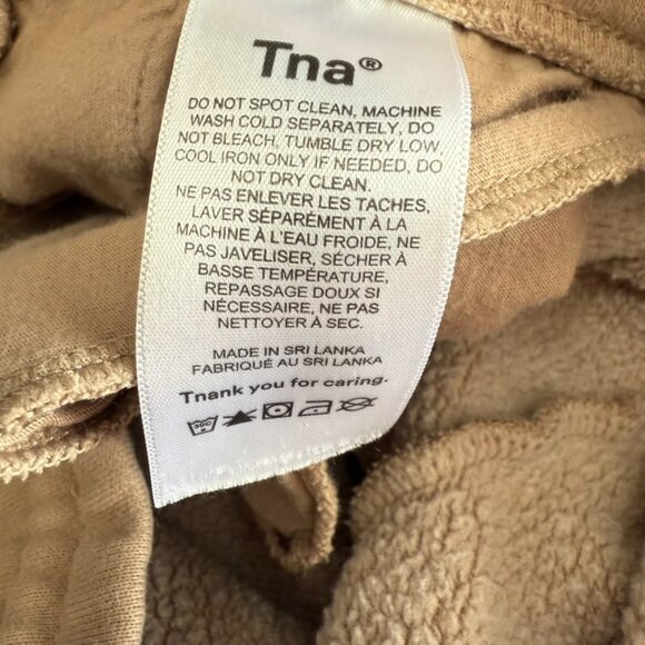 Aritzia TNA Cozy Fleece Perfect Sweatpants Women M Light Brown Comfort Cuffed - Picture 4 of 6